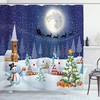 Christmas Tree Boxes Snow Print Waterproof Cloth Fabric Bathroom Decors Shower Curtain For Festive Bathroom Decor