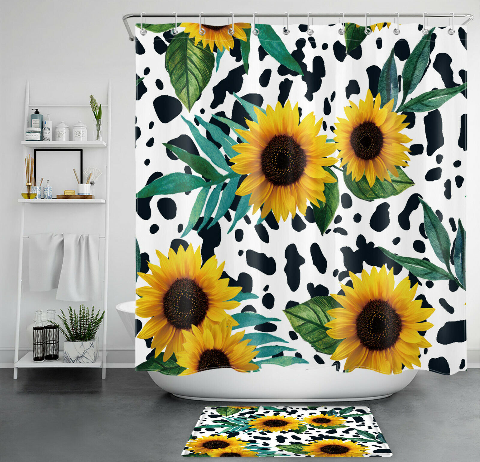 Christmas Tree Buffalo Plaid Moose Shower Curtain Farm Truck