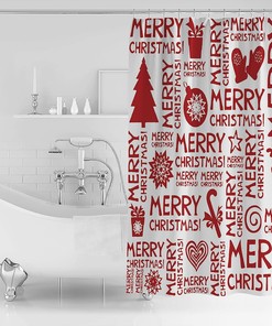 Christmas Tree Deer Moose Pattern Shower Curtain for Festive Bathroom Decor