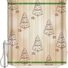 Christmas Tree Shower Curtain - Berry Snowflake Rustic Brown Stripes Waterproof Fabric Bathroom Accessory