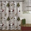 Christmas Tree Snoopy and Woodstock Shower Curtain Set - Festive Bathroom Decor
