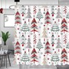 Christmas Tree Snowflake Pattern Shower Curtain for Bathroom Decor - Washable Durable Fabric Curtainmas in White