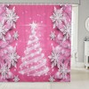 Christmas Tree Snowflake Pink Shower Curtain For Girls Bathroom Decor 