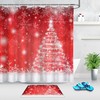 Christmas Tree Snowflakes Abstract Red Shower Curtain - Winter Decoration