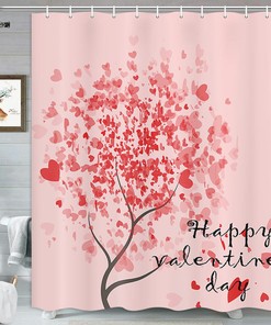 Christmas Tree with Red Hearts Shower Curtain for the Holidays