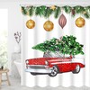 Christmas Truck Waterproof Shower Curtain - Vintage Farmhouse Bathroom Decor