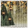 Christmas Winter Shower Curtain by MEHOFONDs - Snowflake Bokeh Pine Trees Bathroom