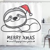 Christmas-themed Sloth Shower Curtain, Fun and Festive Bathroom Decor 