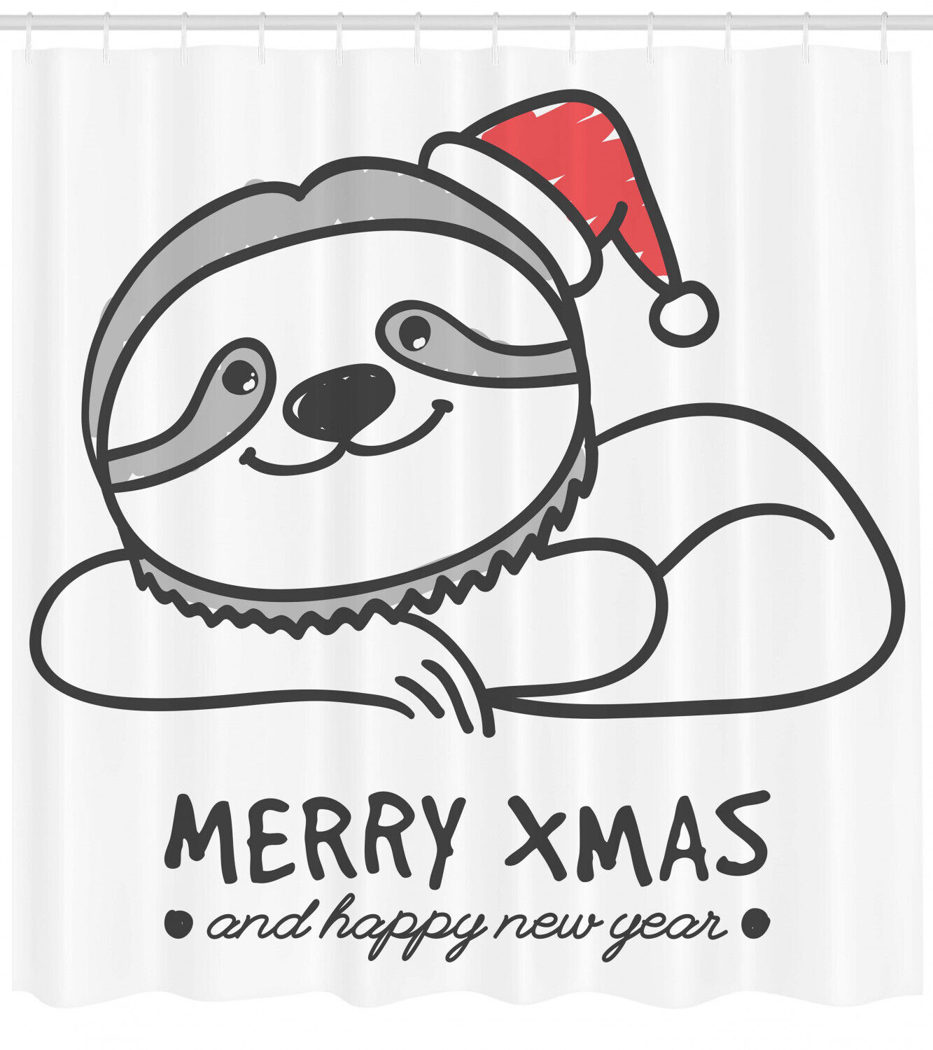 Christmas-themed Sloth Shower Curtain, Fun and Festive Bathroom Decor