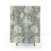 Chrysanthemum Grey Beige William Morris Shower Curtain - Artistic Antique Flower Bathroom Decor