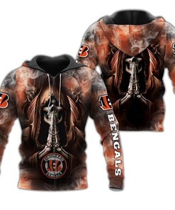 Cincinnati Bengals 3D Skull All Over Print Hoodie Background Smoke Gifts For Fans
