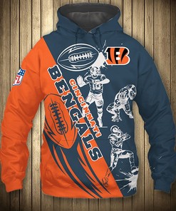 Cincinnati Bengals All Over Print Cartoon Player 3D Zip Hoodie