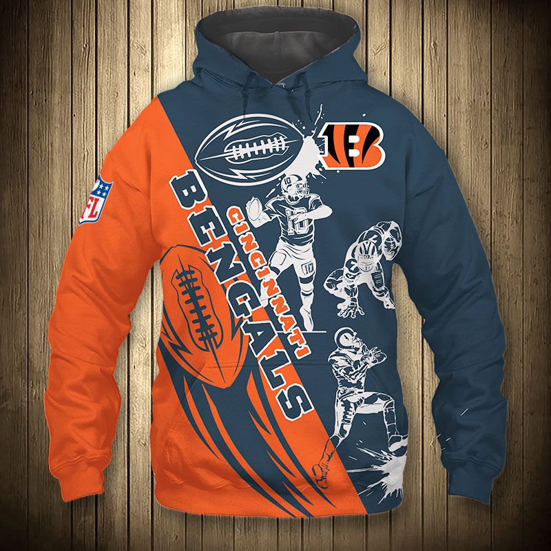 Cincinnati Bengals All Over Print Cartoon Player 3D Zip Hoodie