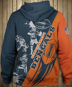 Cincinnati Bengals All Over Print Cartoon Player 3D Zip Hoodie