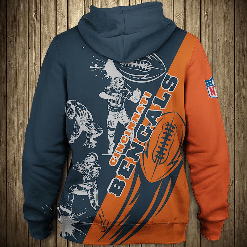 Cincinnati Bengals All Over Print Cartoon Player 3D Zip Hoodie