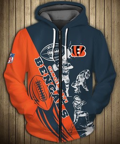 Cincinnati Bengals All Over Print Cartoon Player 3D Zip Hoodie