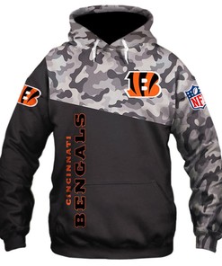 Cincinnati Bengals All Over Print Military Hoodie 3D Long Sleeve Pullover Gifts For Fans