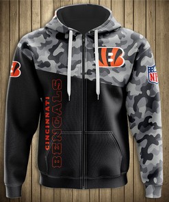 Cincinnati Bengals All Over Print Military Hoodie 3D Long Sleeve Pullover Gifts For Fans