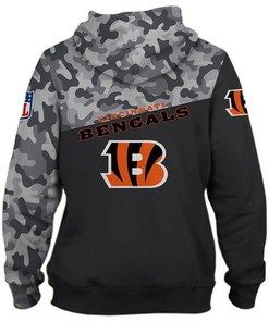 Cincinnati Bengals All Over Print Military Hoodie 3D Long Sleeve Pullover Gifts For Fans