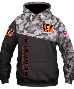 Cincinnati Bengals All Over Print Military Hoodie 3D Zip Hoodie Long Sleeve New Season