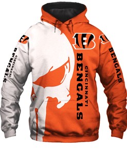 Cincinnati Bengals All Over Print Skull Printed Hoodie Gifts For Fans