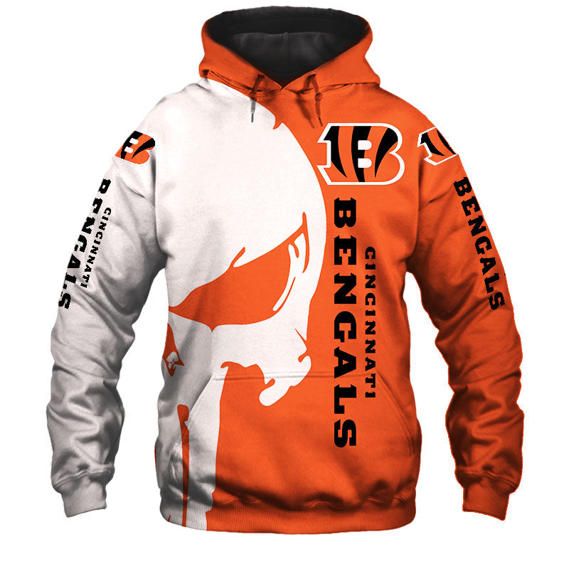 Cincinnati Bengals All Over Print Skull Printed Hoodie Gifts For Fans
