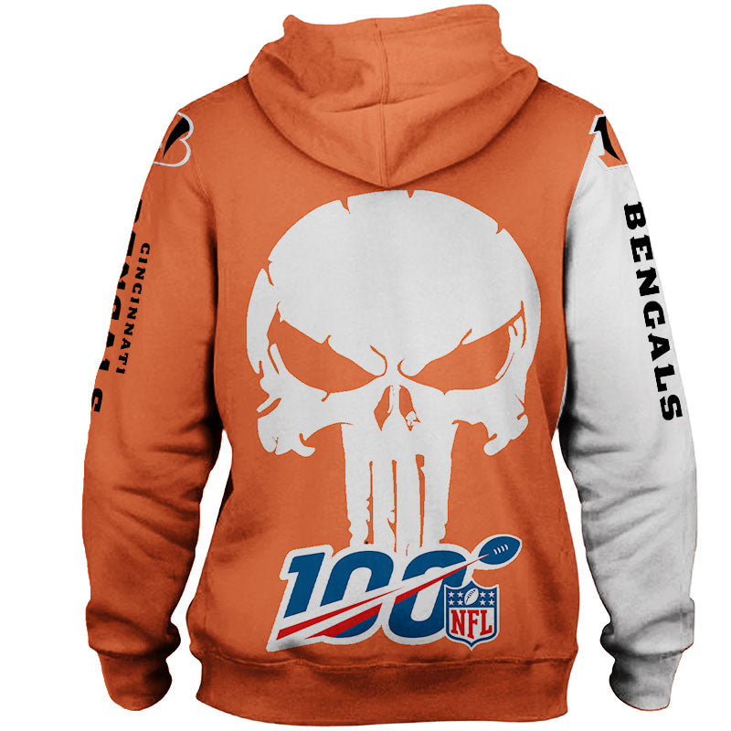 Cincinnati Bengals All Over Print Skull Printed Hoodie Gifts For Fans