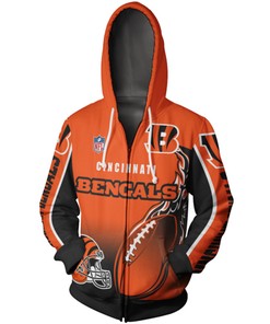 Cincinnati Bengals All Over Print Zip Hoodie Cute Flame Balls Graphic Gifts For Fans