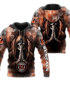 Cincinnati Bengals All Over Print Zip Hoodie Death Smoke Graphic Gifts For Fans