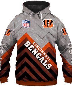 Cincinnati Bengals All Over Print Zip Hoodie Pullover Size S-5Xl
