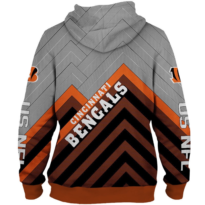 Cincinnati Bengals All Over Print Zip Hoodie Pullover Size S-5Xl