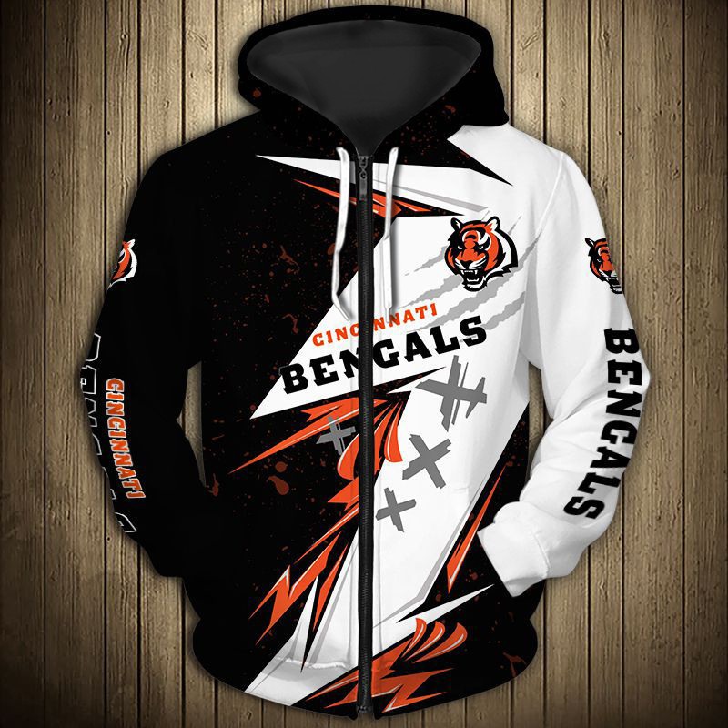 Cincinnati Bengals All Over Print Zip Hoodie Thunder Graphic Gifts For Fans