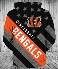 Cincinnati Bengals All Over Print Zipper Hoodie 3D Striped Banner Gifts For Fans