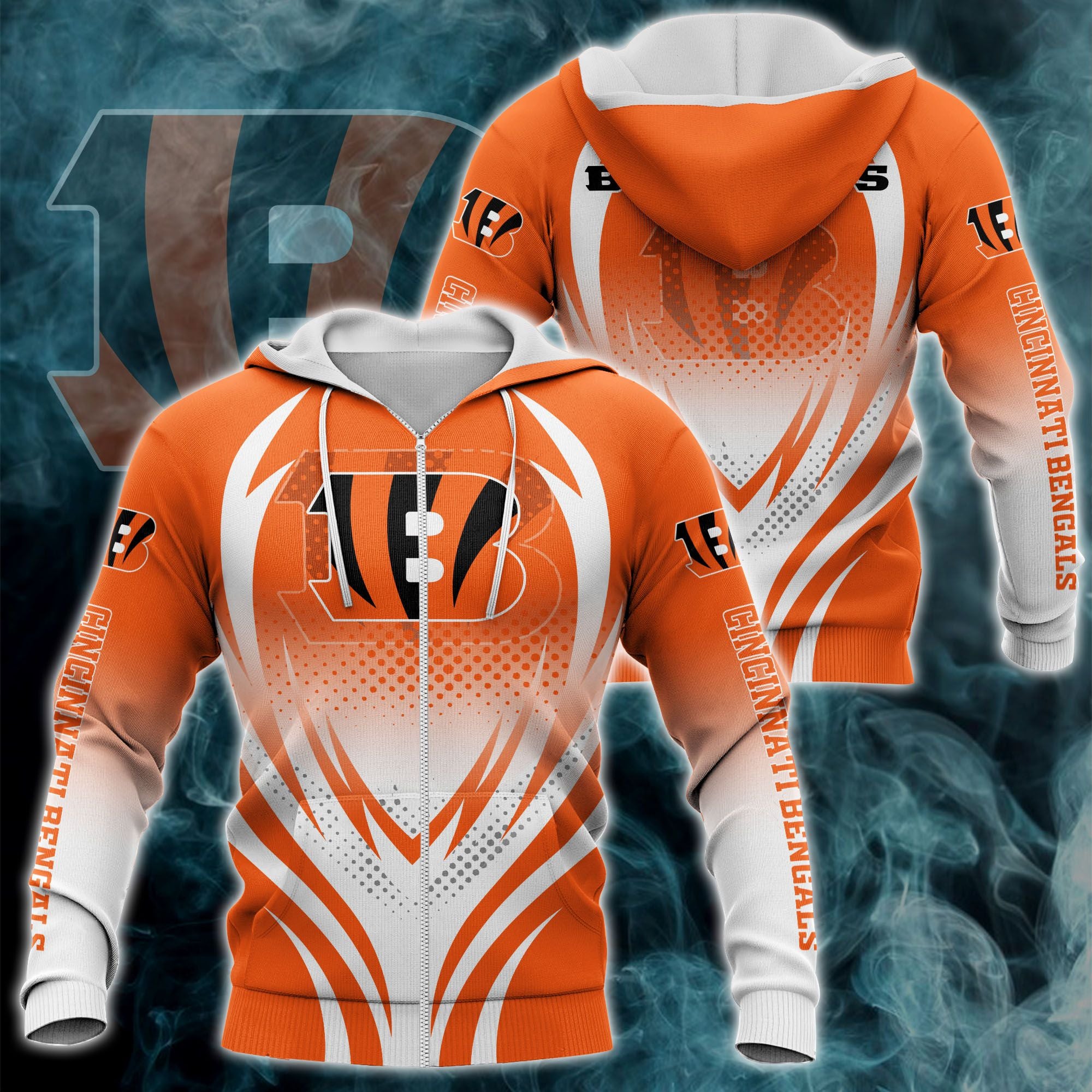 Cincinnati Bengals All Over Print Zipper Hoodie Gifts For Fans