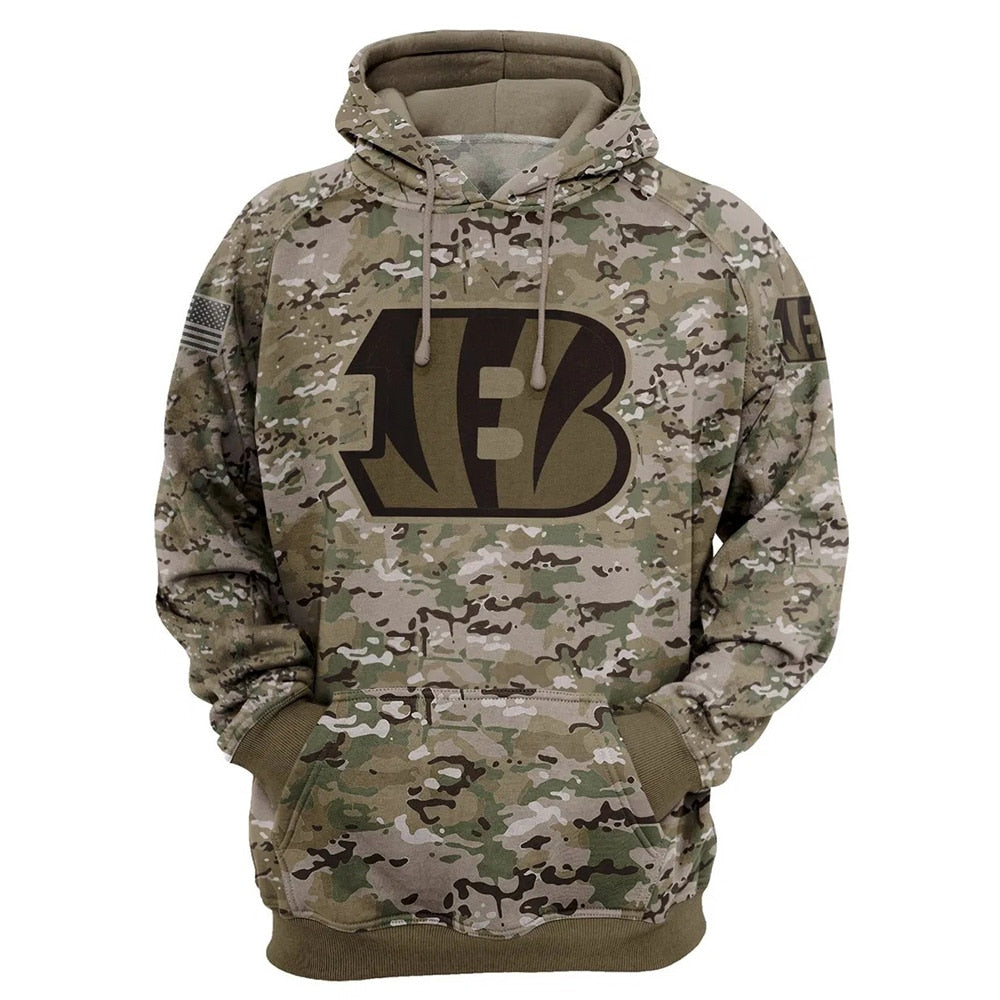 Cincinnati Bengals Camo Printed 3D All Over Print Pullover Zip-Up Hoodie Gifts For Fans