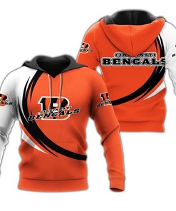 Cincinnati Bengals Curve Graphic All Over Print Hoodie Gifts For Fans