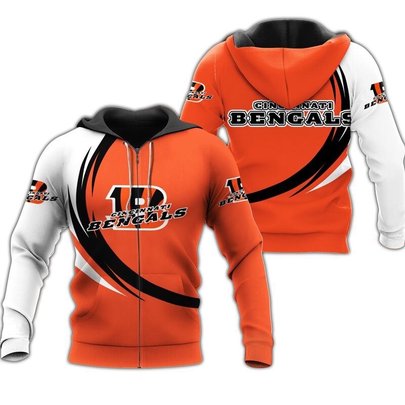 Cincinnati Bengals Curve Graphic All Over Print Hoodie Gifts For Fans