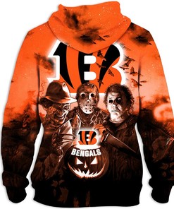 Cincinnati Bengals Halloween Horror Night All Over Print 3D Hoodie Gift For Fans