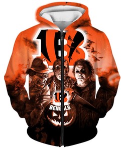 Cincinnati Bengals Halloween Horror Night All Over Print 3D Hoodie Gift For Fans