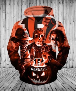Cincinnati Bengals Horror Night Halloween All Over Print 3D Pullover Hoodie Nfl