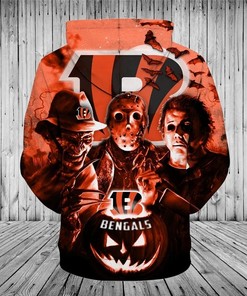 Cincinnati Bengals Horror Night Halloween All Over Print 3D Pullover Hoodie Nfl