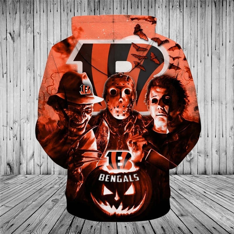 Cincinnati Bengals Horror Night Halloween All Over Print 3D Pullover Hoodie Nfl