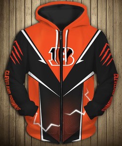 Cincinnati Bengals Lightning Graphic All Over Print Hoodie Gifts For Fans