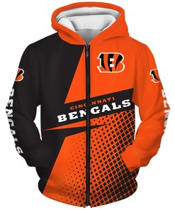 Cincinnati Bengals Long Sleeve All Over Print Zip Hoodie For Fan
