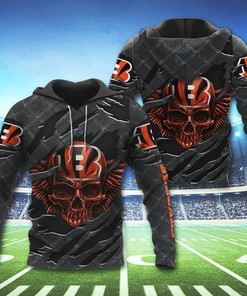 Cincinnati Bengals Skull 3D Hoodie - Great Gift For Fans
