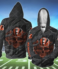 Cincinnati Bengals Skull 3D Hoodie - Great Gift For Fans