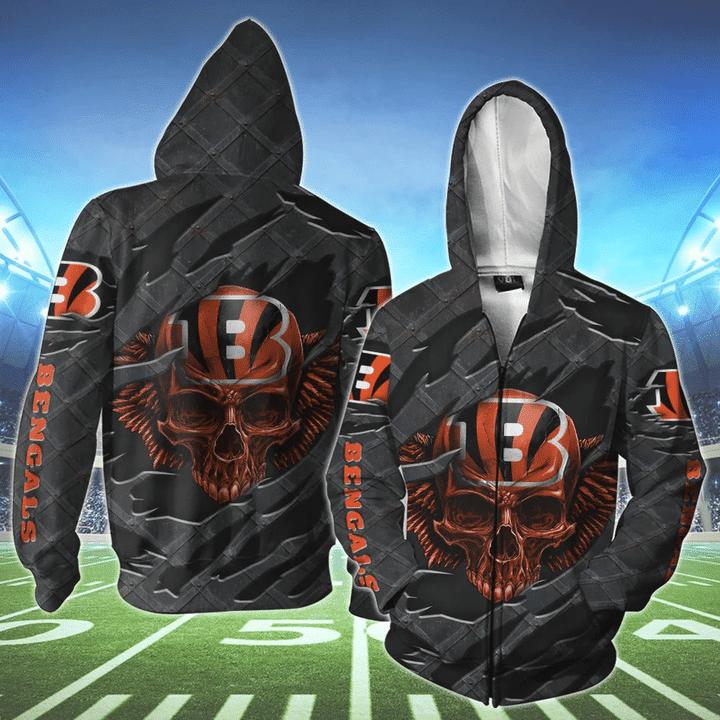 Cincinnati Bengals Skull 3D Hoodie - Great Gift For Fans