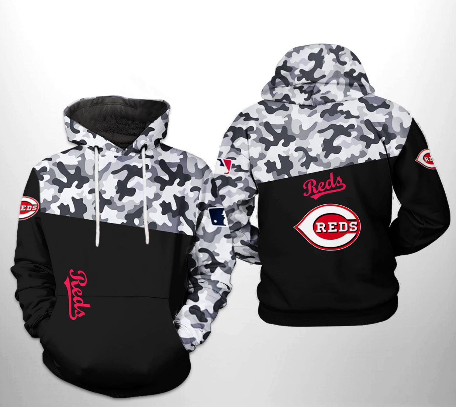 Cincinnati Reds Mlb Camo Veteran 3D All Over Print Hoodie With Zipper