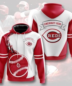 Cincinnati Reds Mlb Flames Design Zip Hoodie For Baseball Fans