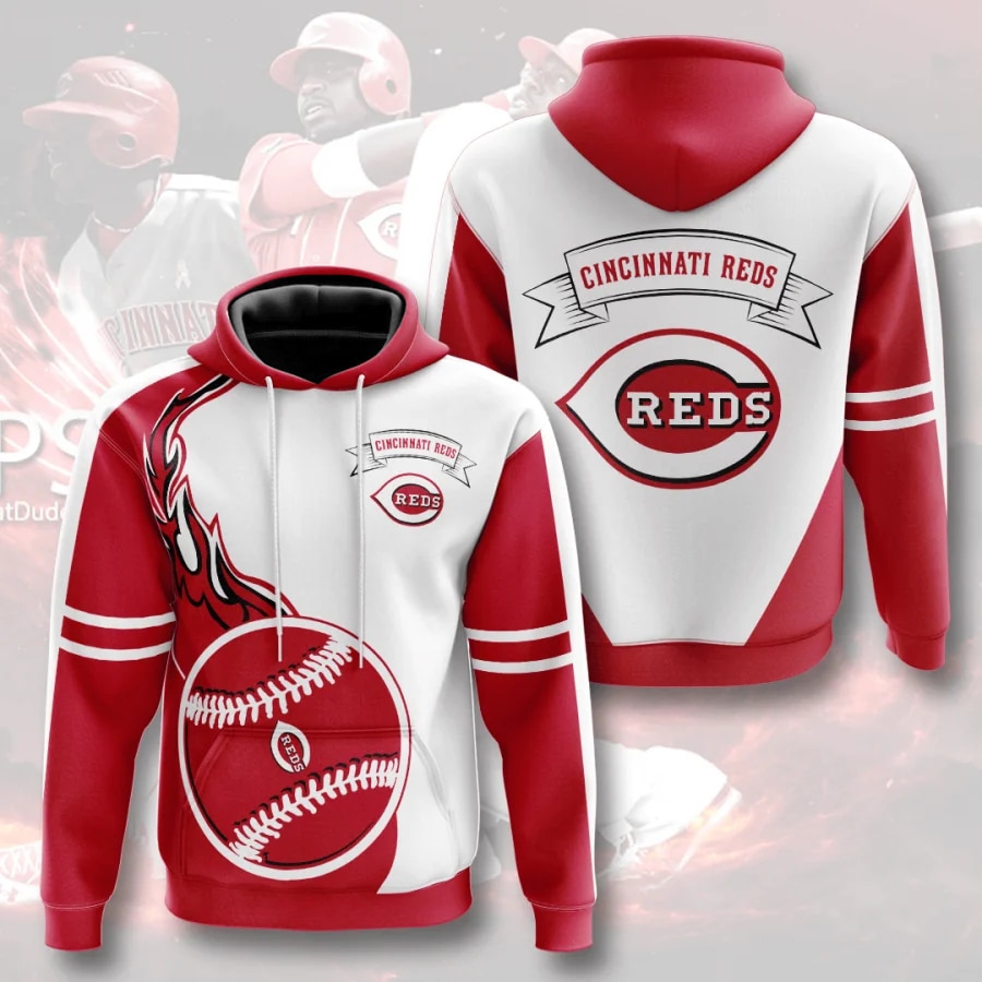 Cincinnati Reds Mlb Flames Design Zip Hoodie For Baseball Fans